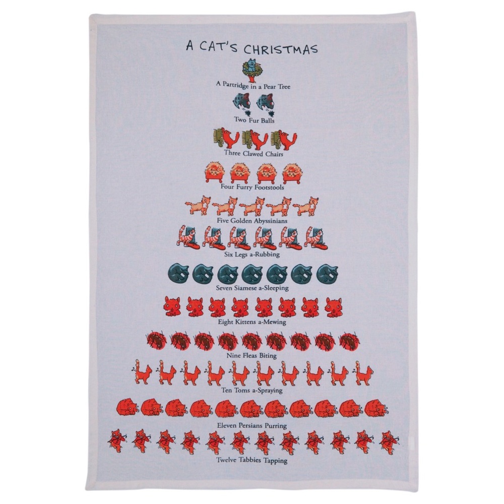 Christmas:The Cat Lovers Flour Sack Tea Towel